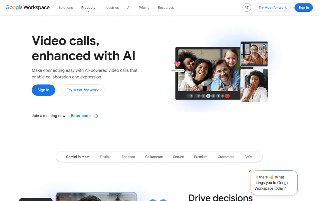 Google Meet homepage