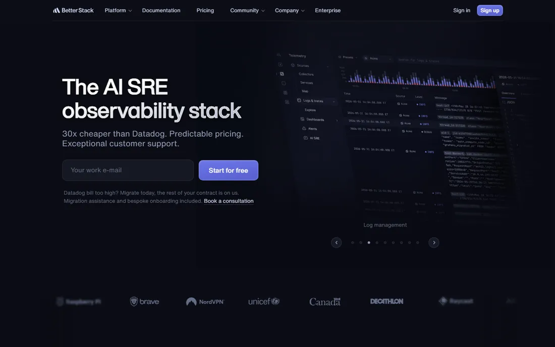 Better Stack homepage