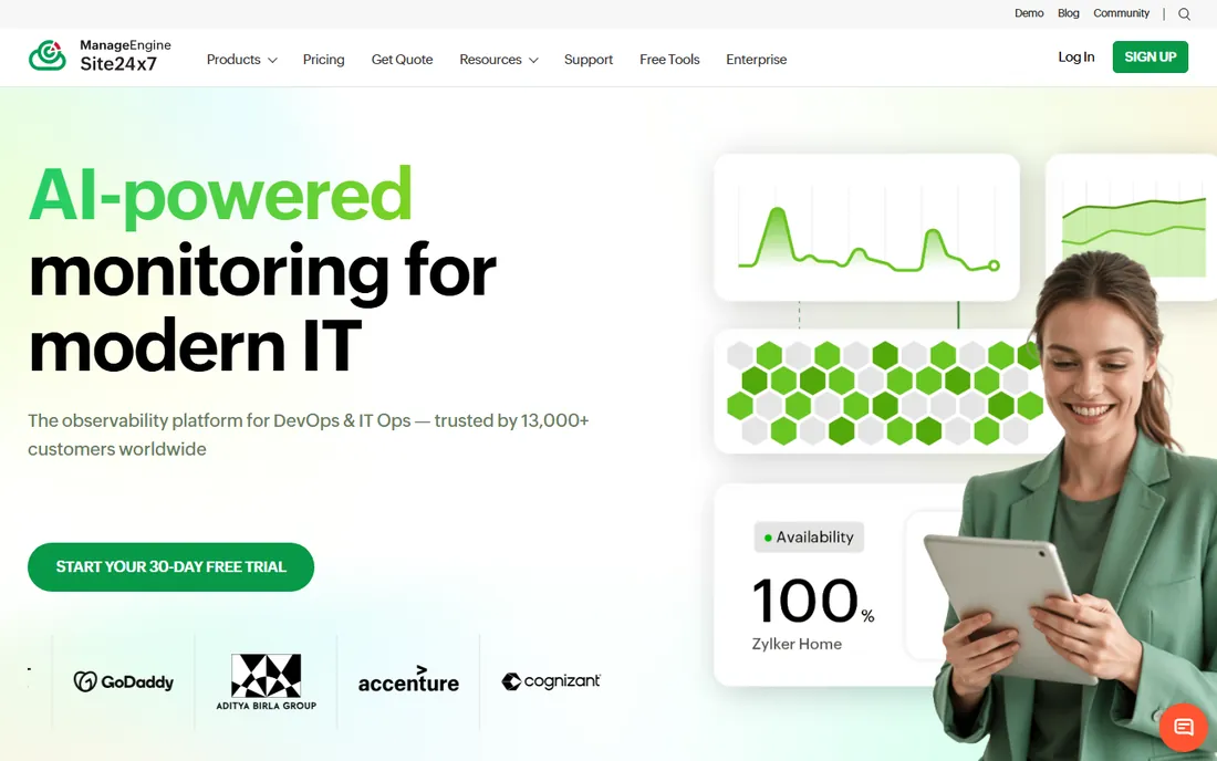 Site24x7 homepage