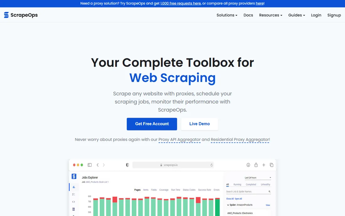 ScrapeOps homepage