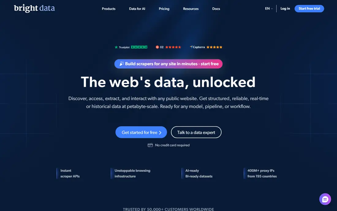 Bright Data homepage
