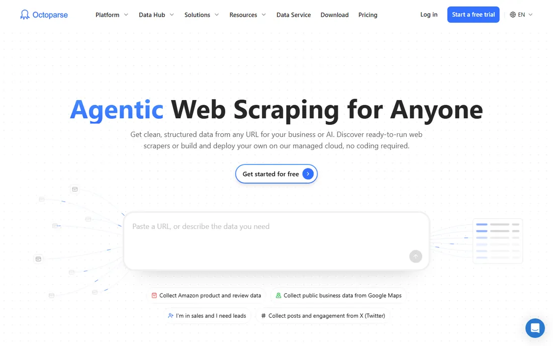 Octoparse homepage