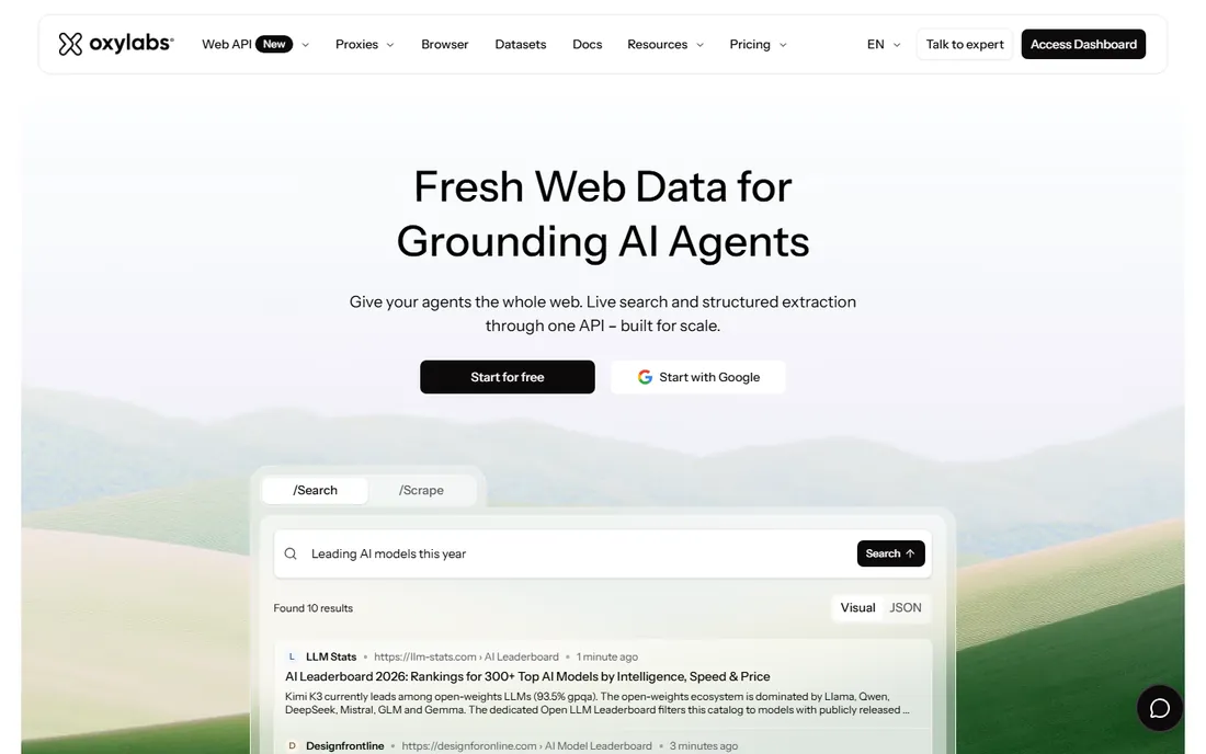 Oxylabs homepage