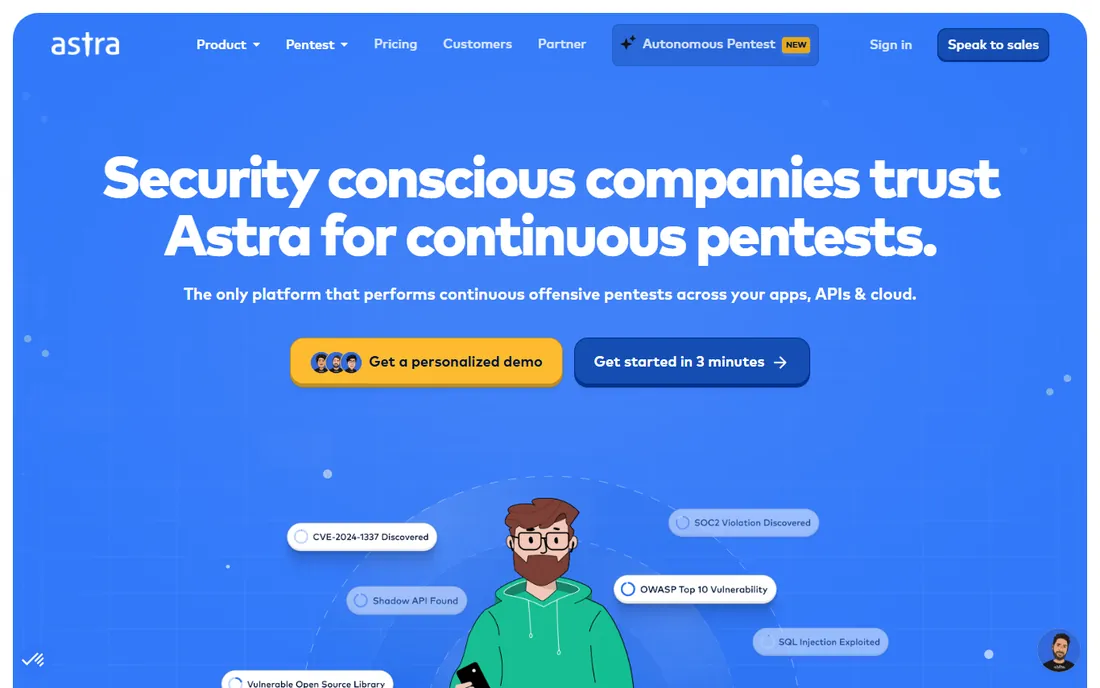 Astra Security homepage