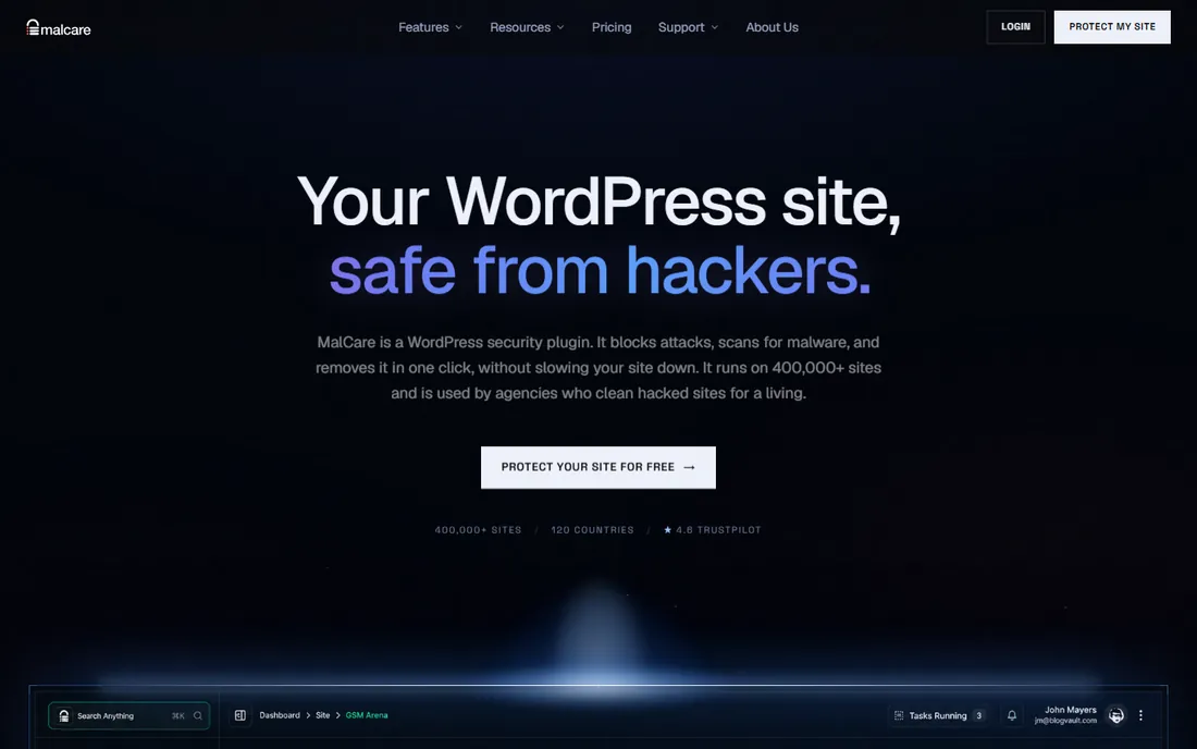 MalCare homepage