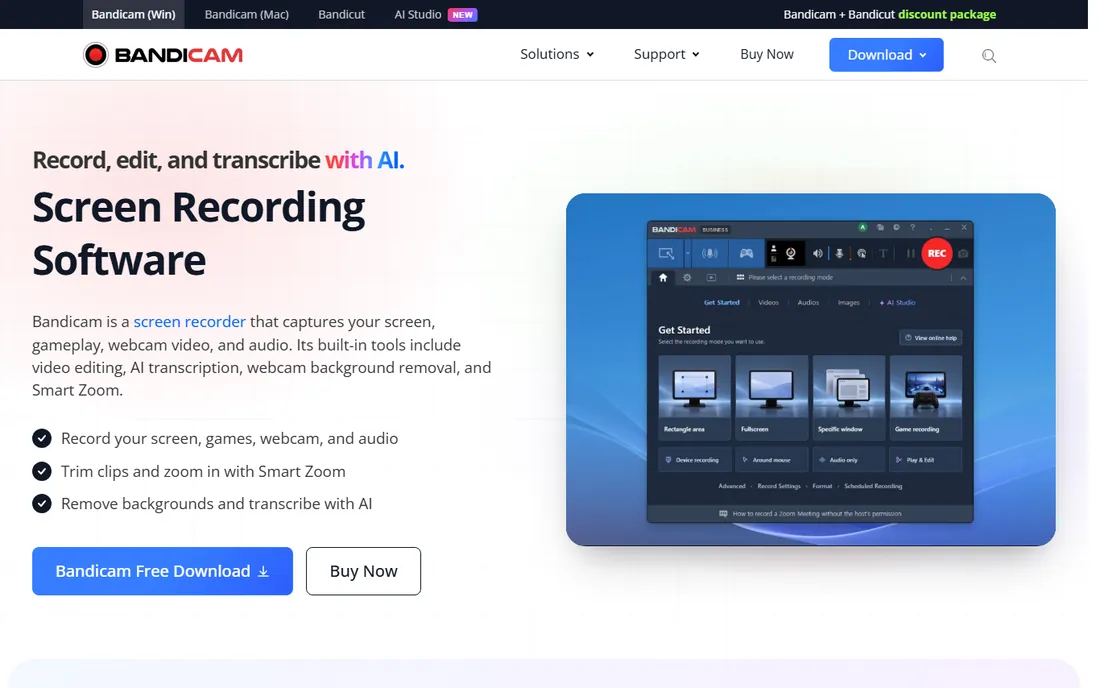 Bandicam homepage