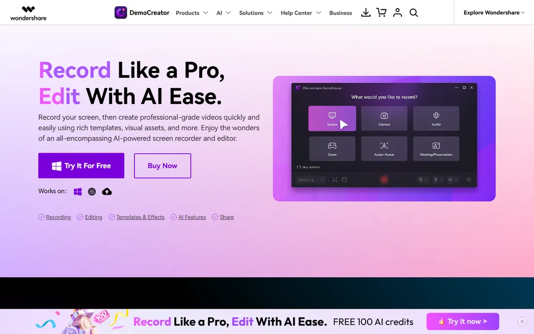 Wondershare DemoCreator homepage