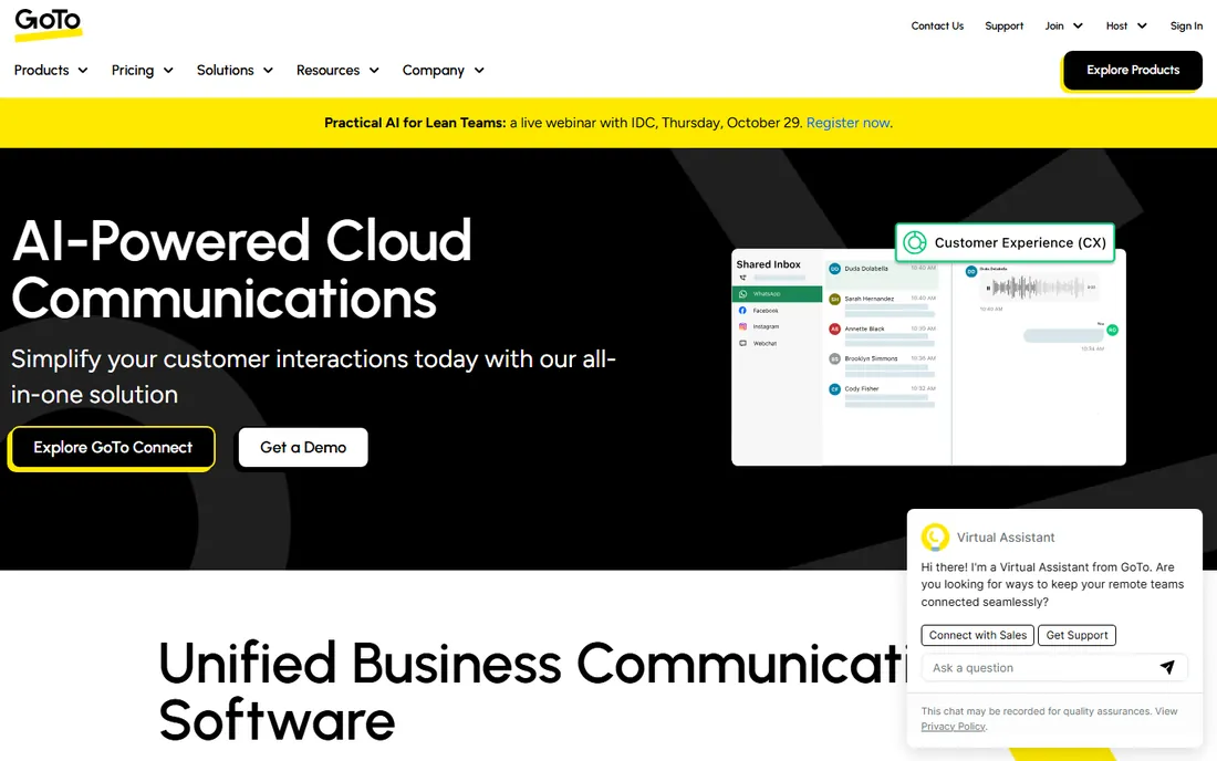 GoTo Webinar homepage