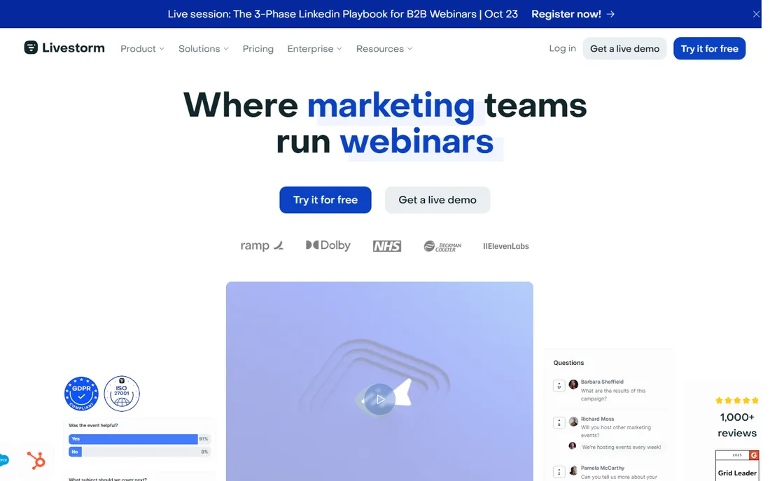 Livestorm homepage