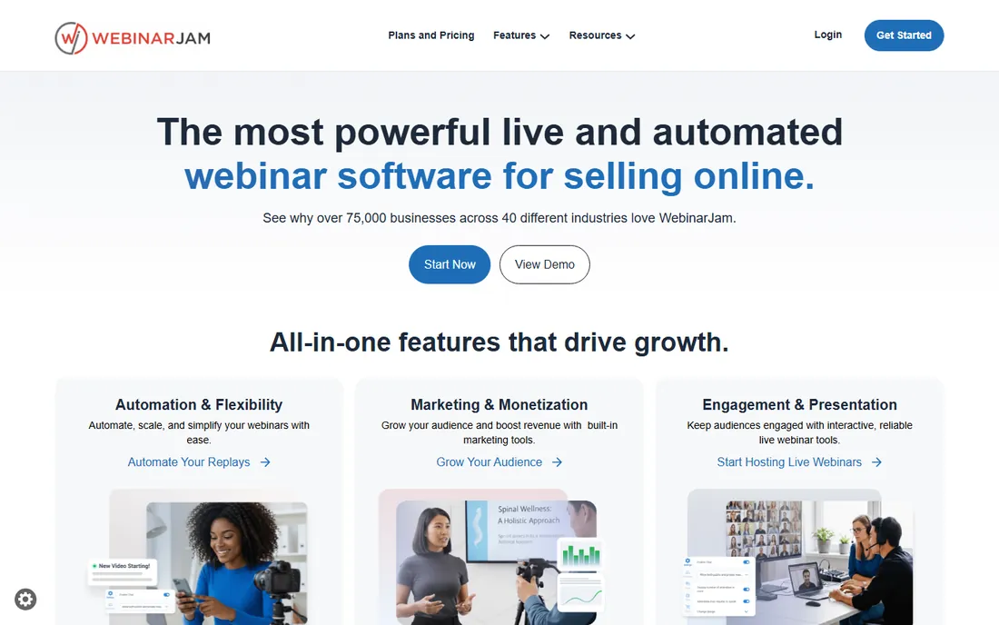 WebinarJam homepage