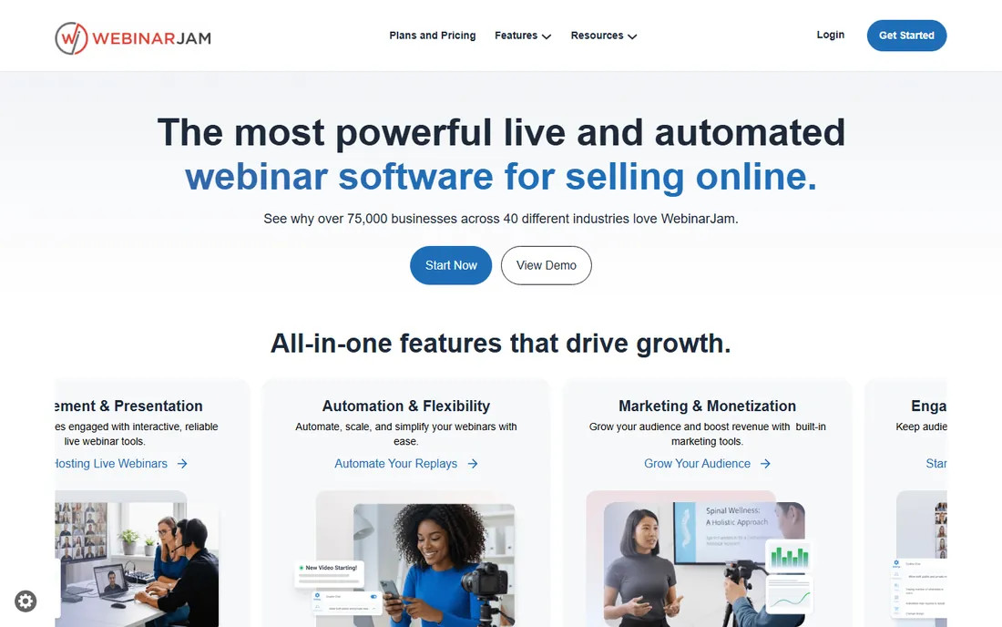 WebinarJam homepage