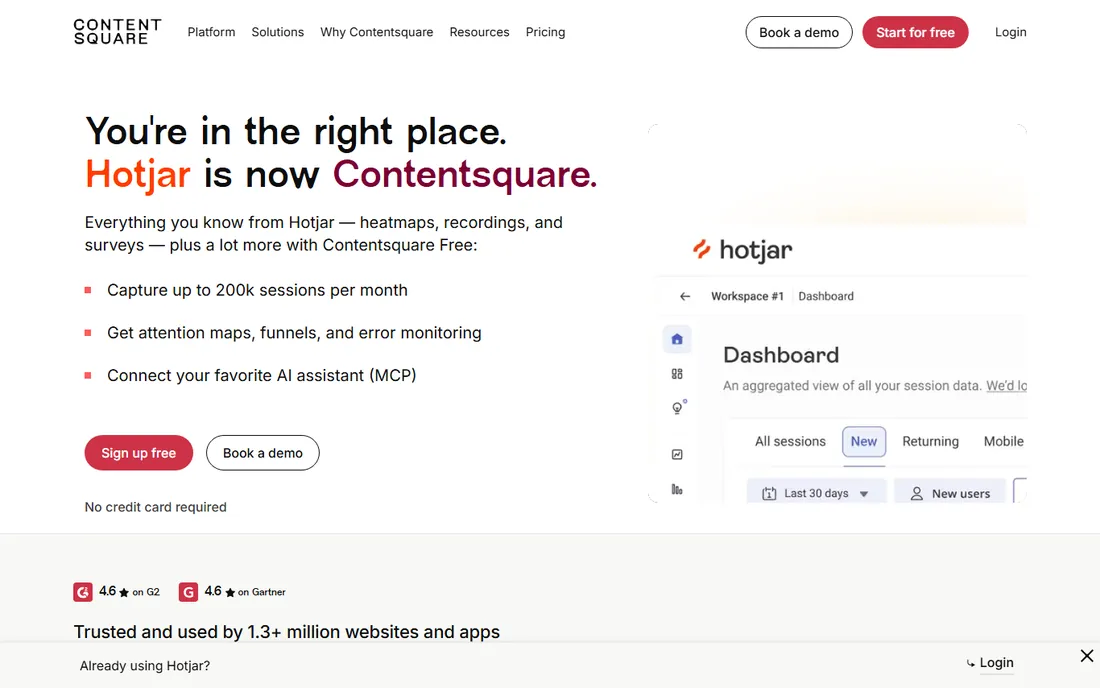 Hotjar homepage