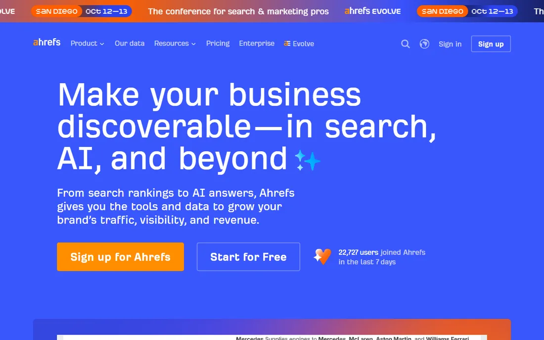 Ahrefs homepage