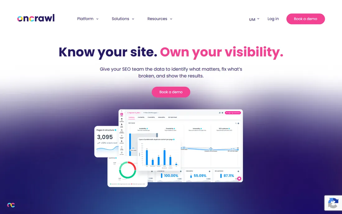 Oncrawl homepage