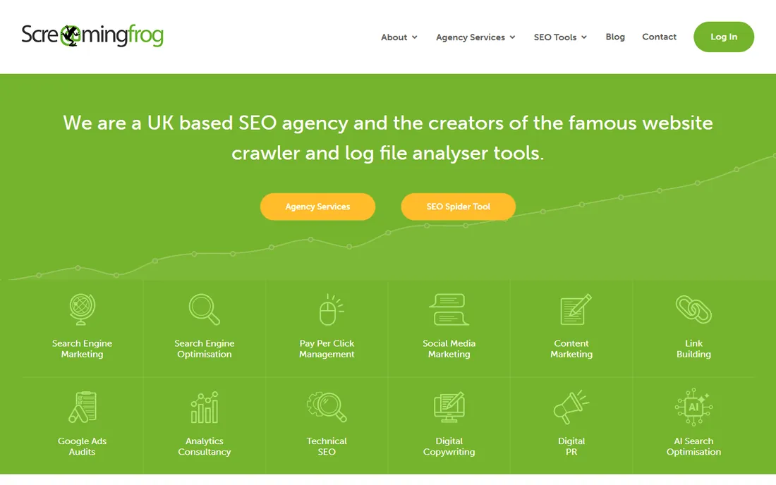 Screaming Frog SEO Spider homepage