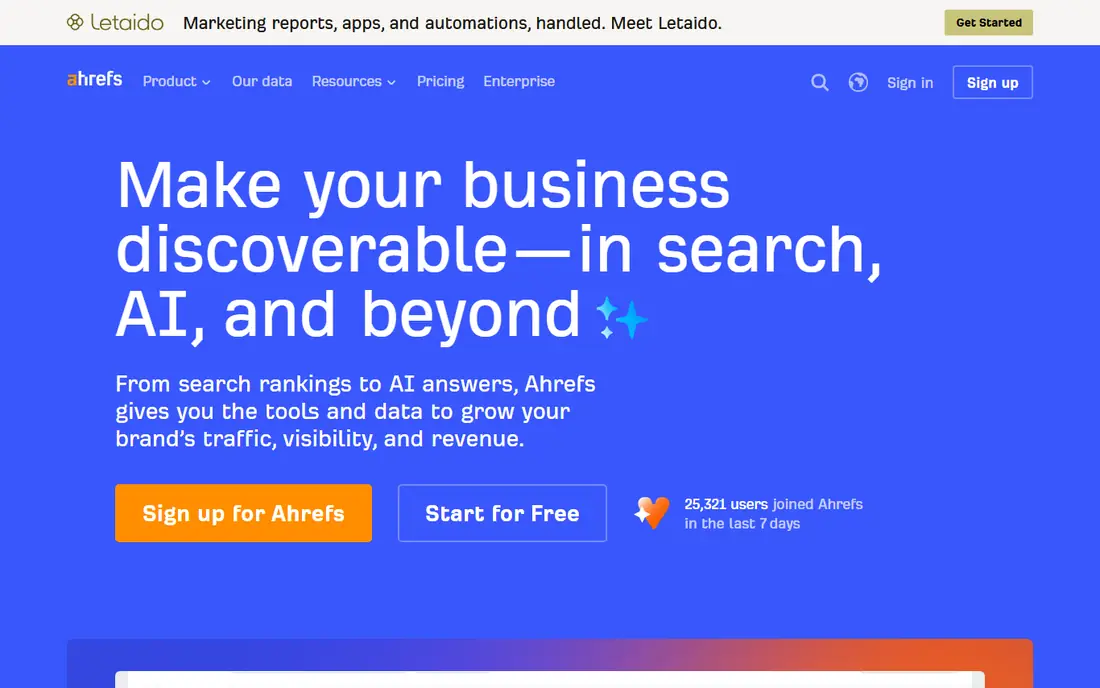Ahrefs Site Audit homepage