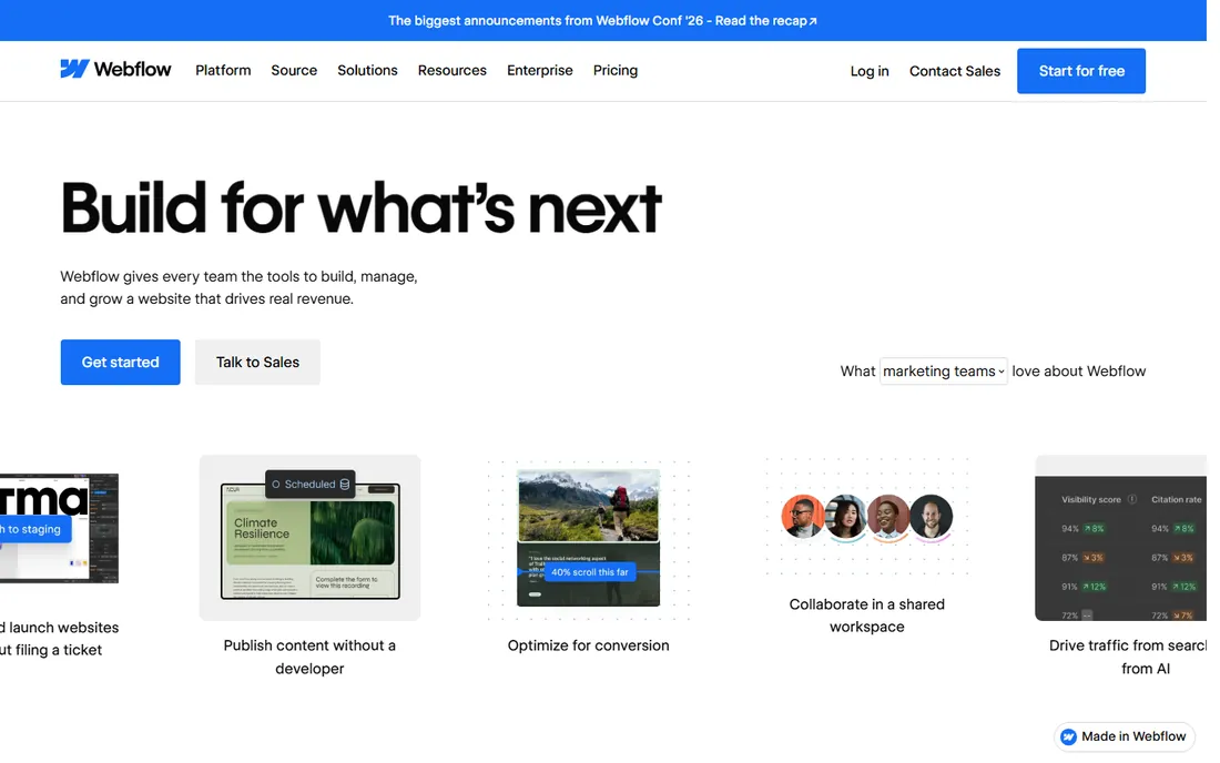 Webflow homepage