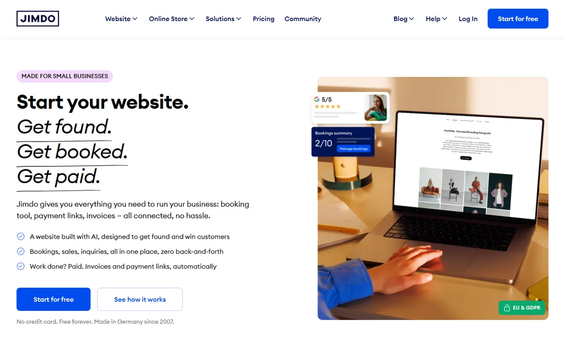 Jimdo homepage
