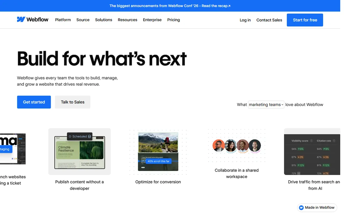 Webflow homepage