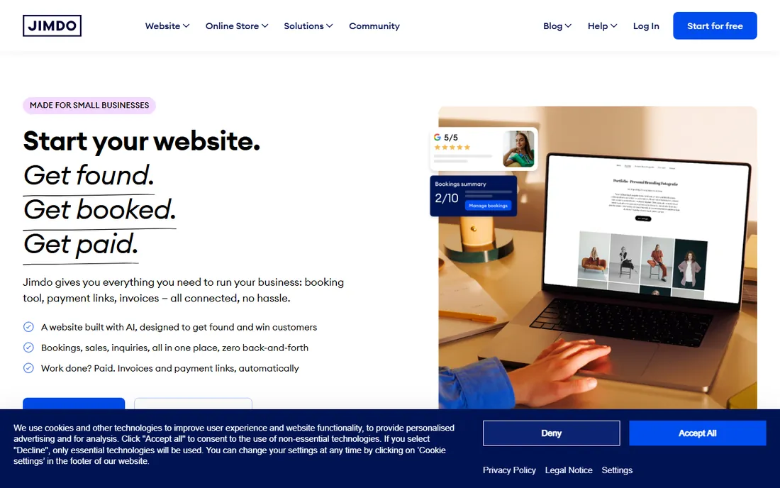 Jimdo homepage