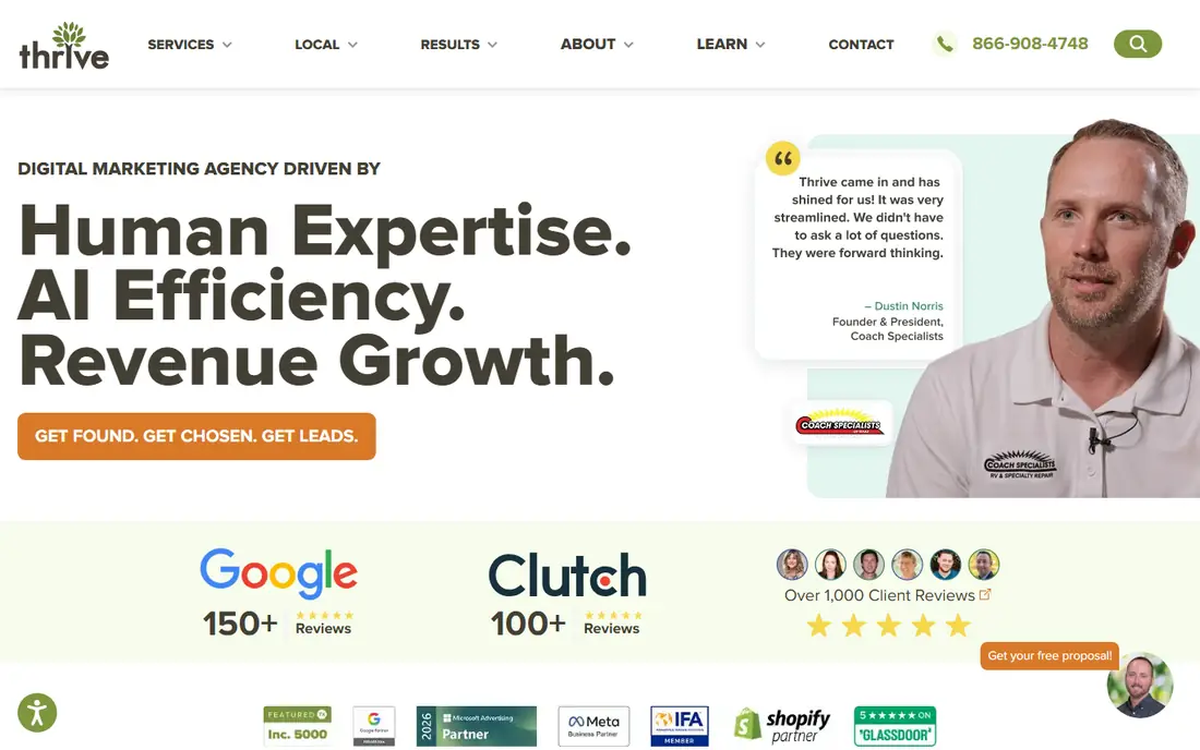 Thrive Agency homepage