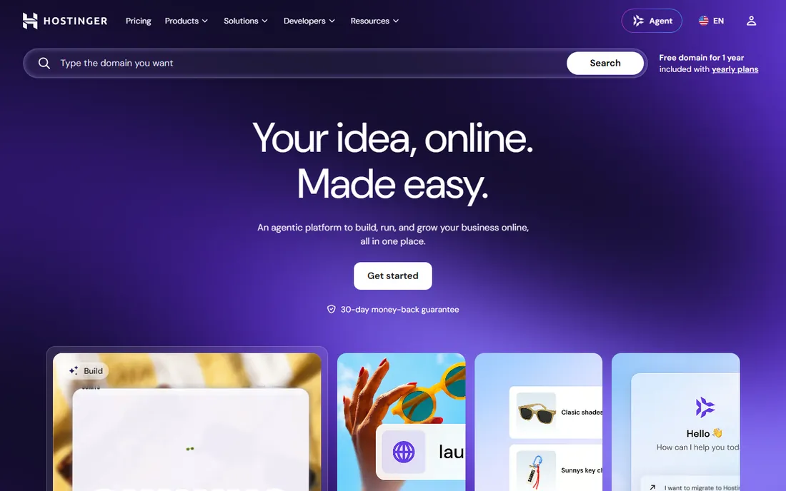 Hostinger Website Builder homepage