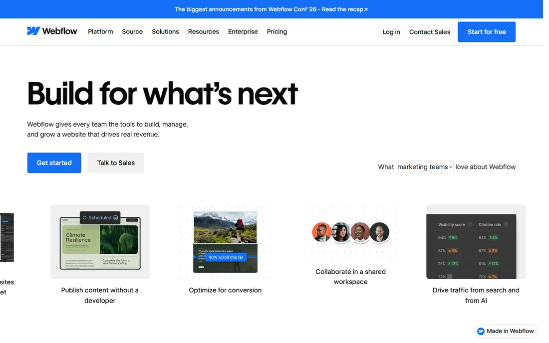 Webflow homepage