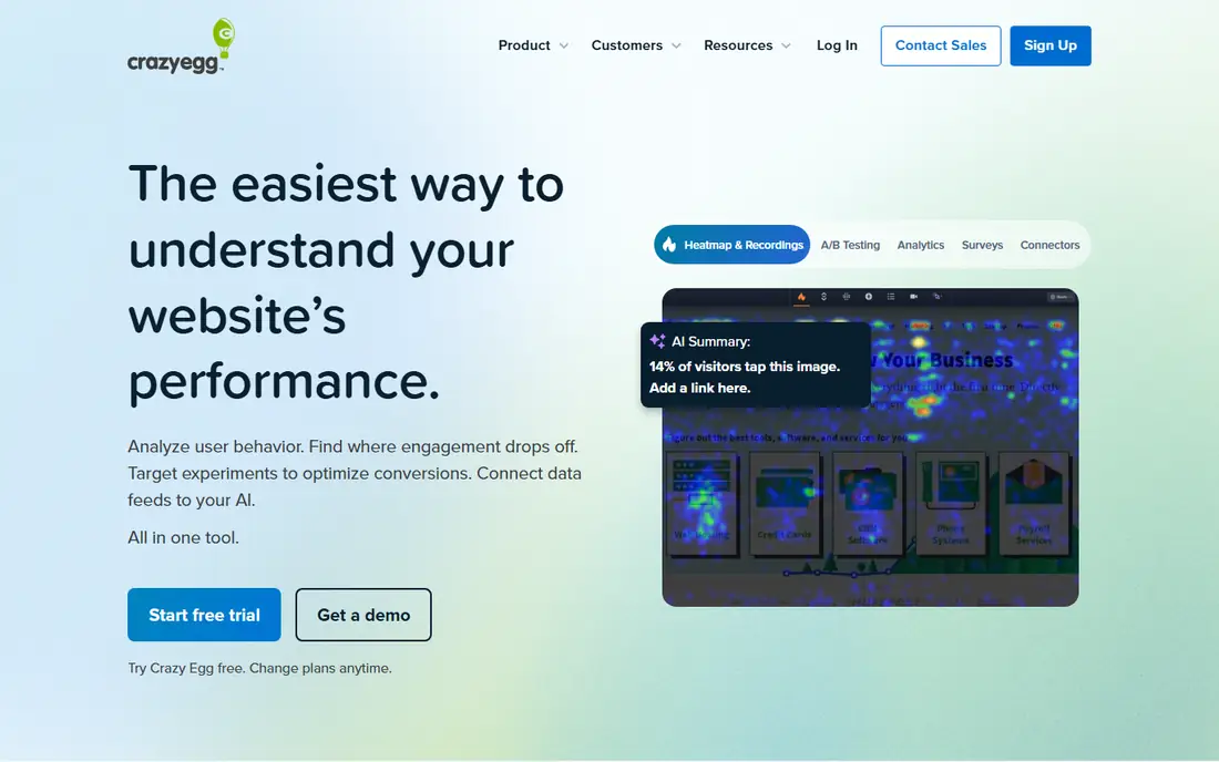 Crazy Egg homepage