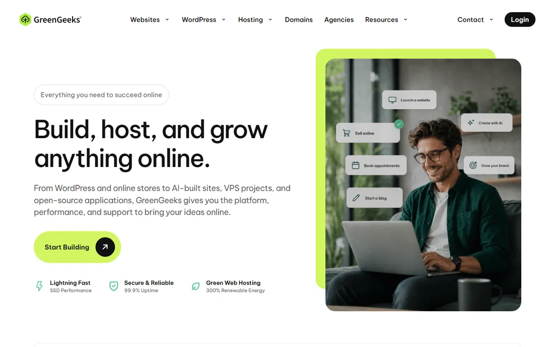GreenGeeks homepage
