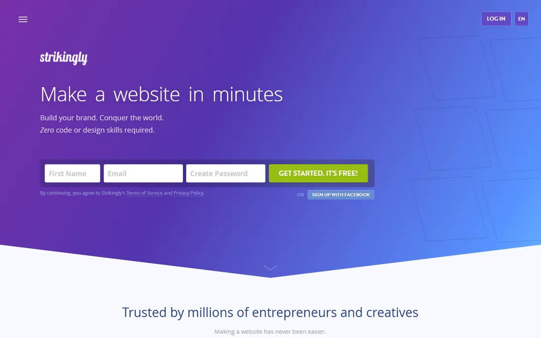 Strikingly homepage