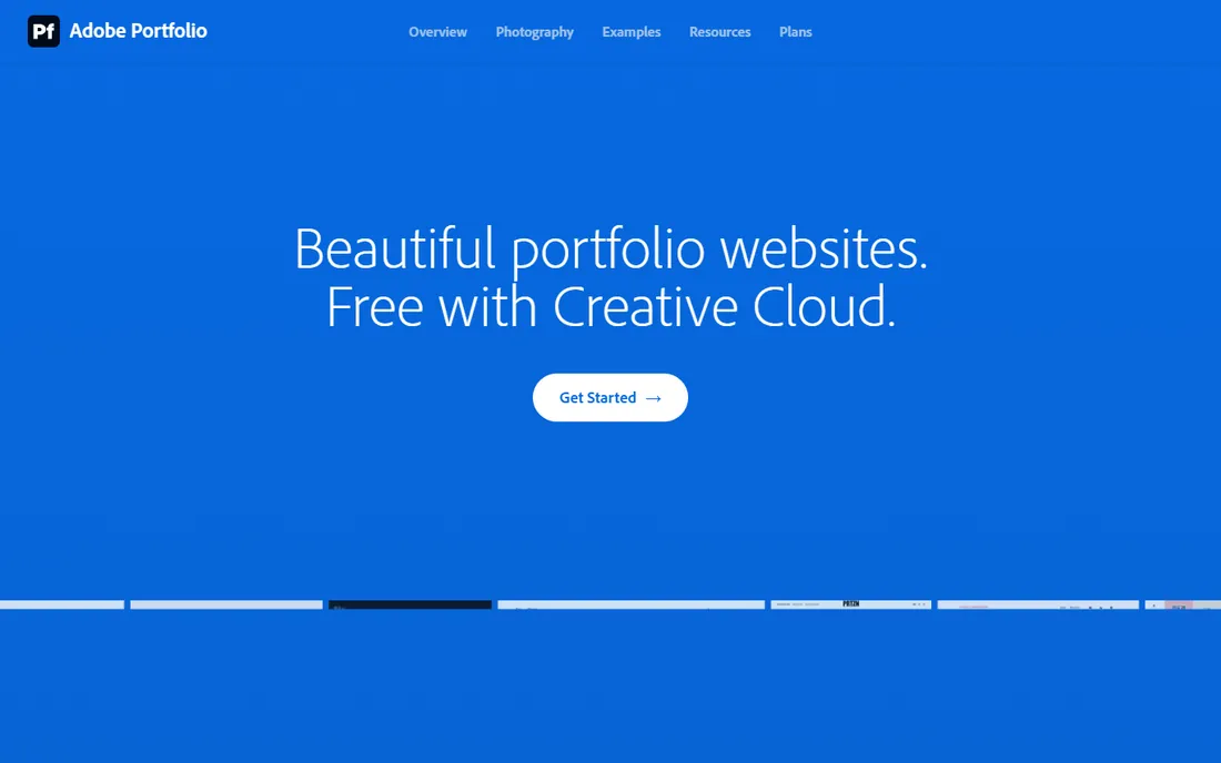 Adobe Portfolio homepage