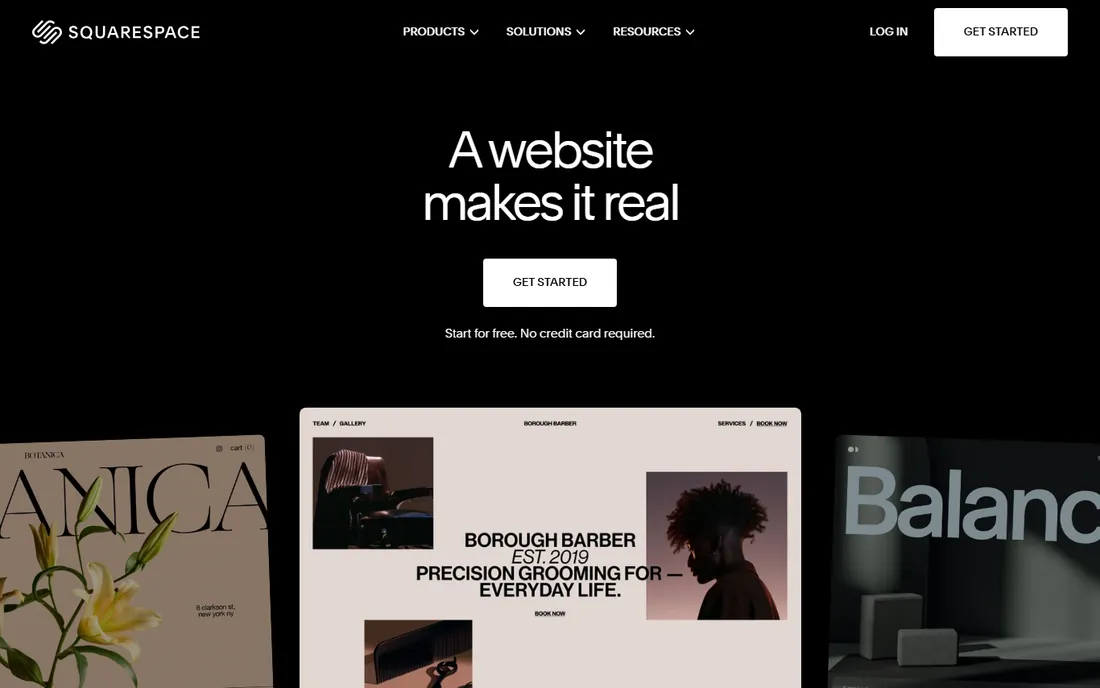 Squarespace homepage