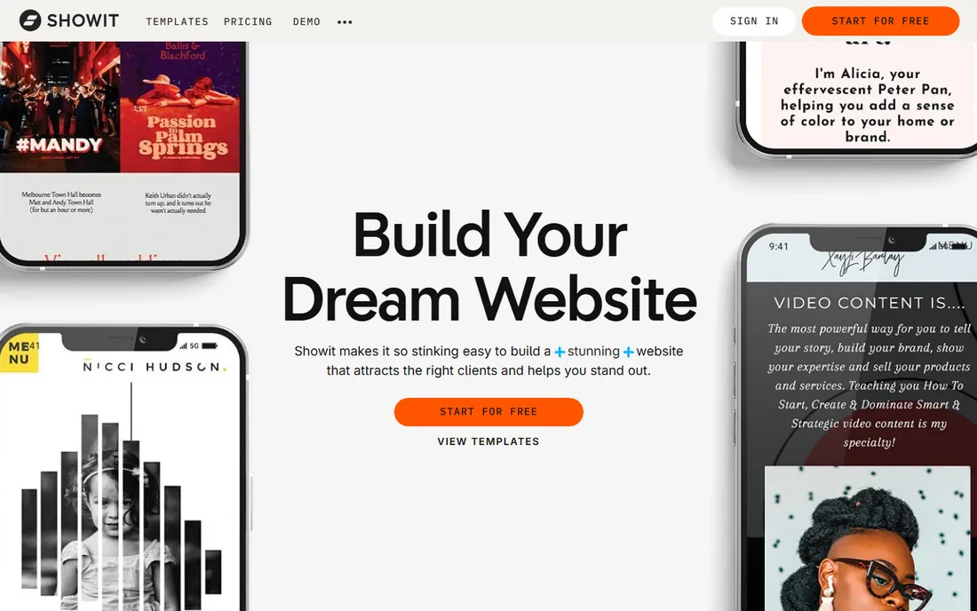 Showit homepage