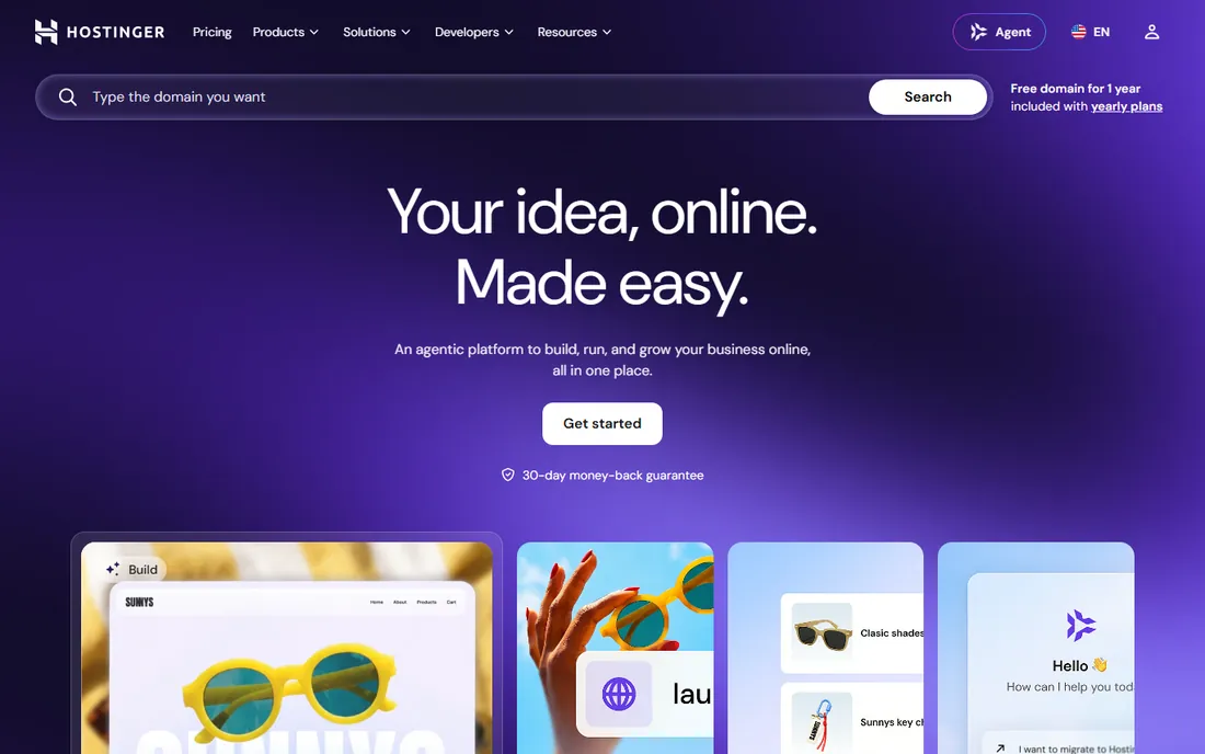 Hostinger Website Builder homepage