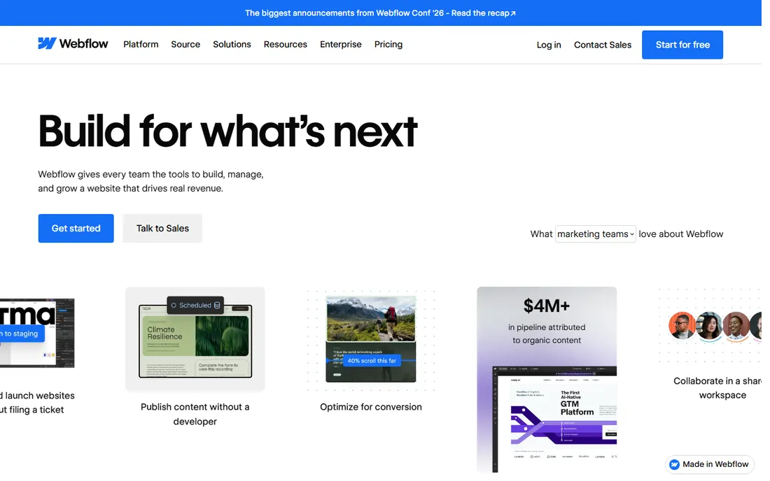 Webflow homepage