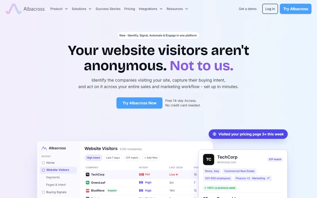 Albacross homepage