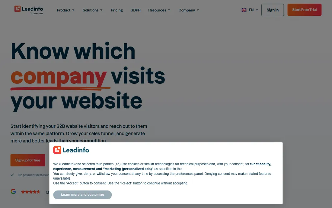 Leadinfo homepage