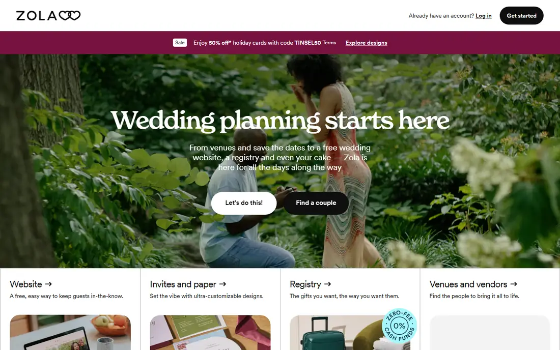 Zola homepage