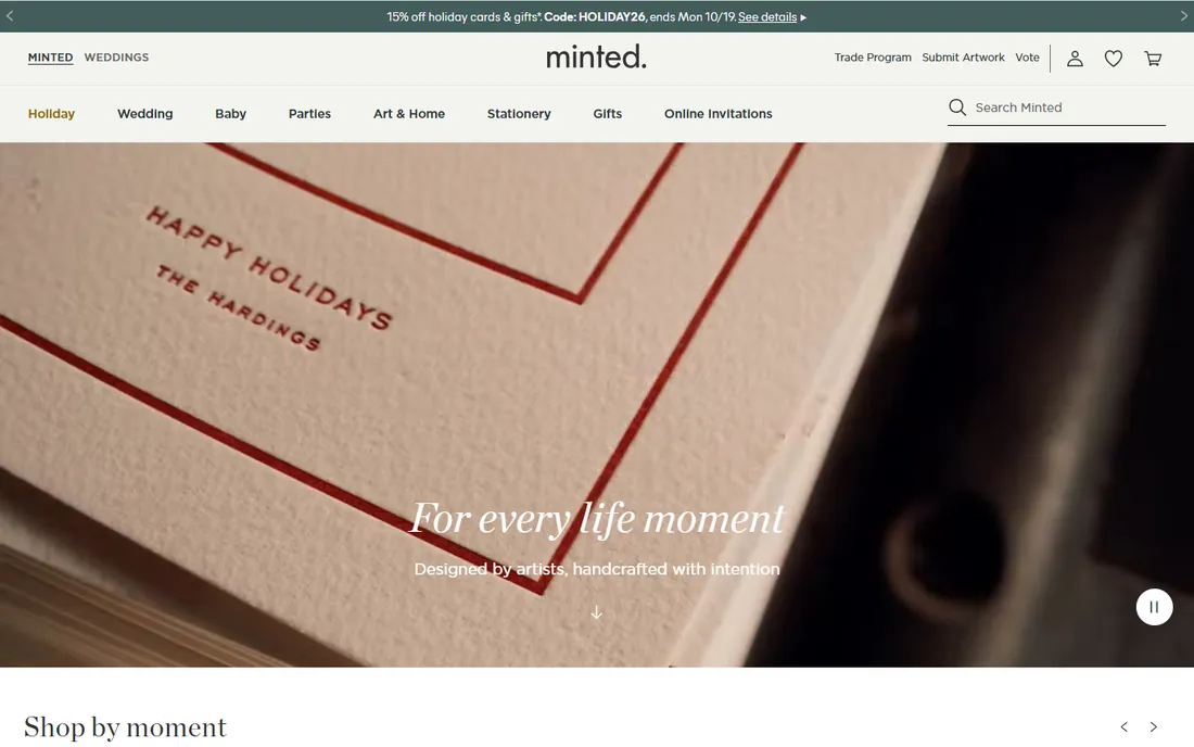 Minted homepage