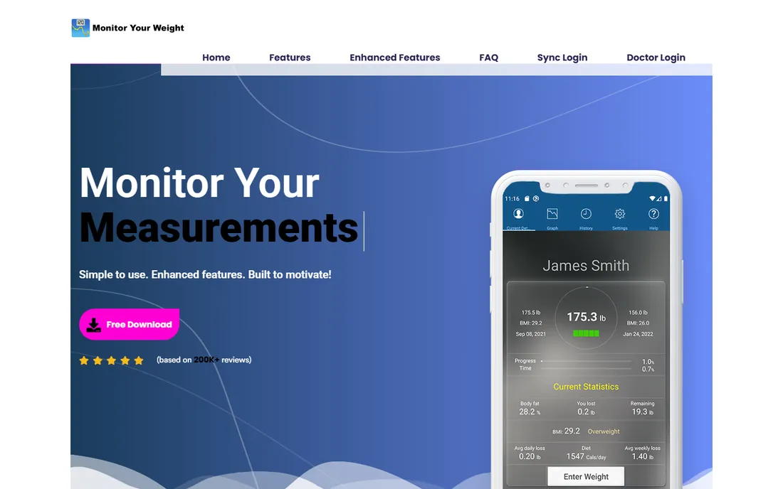 Monitor Your Weight homepage
