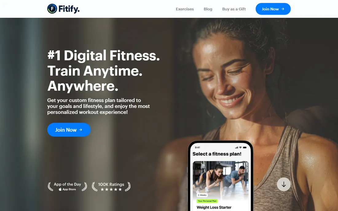 Fitify homepage