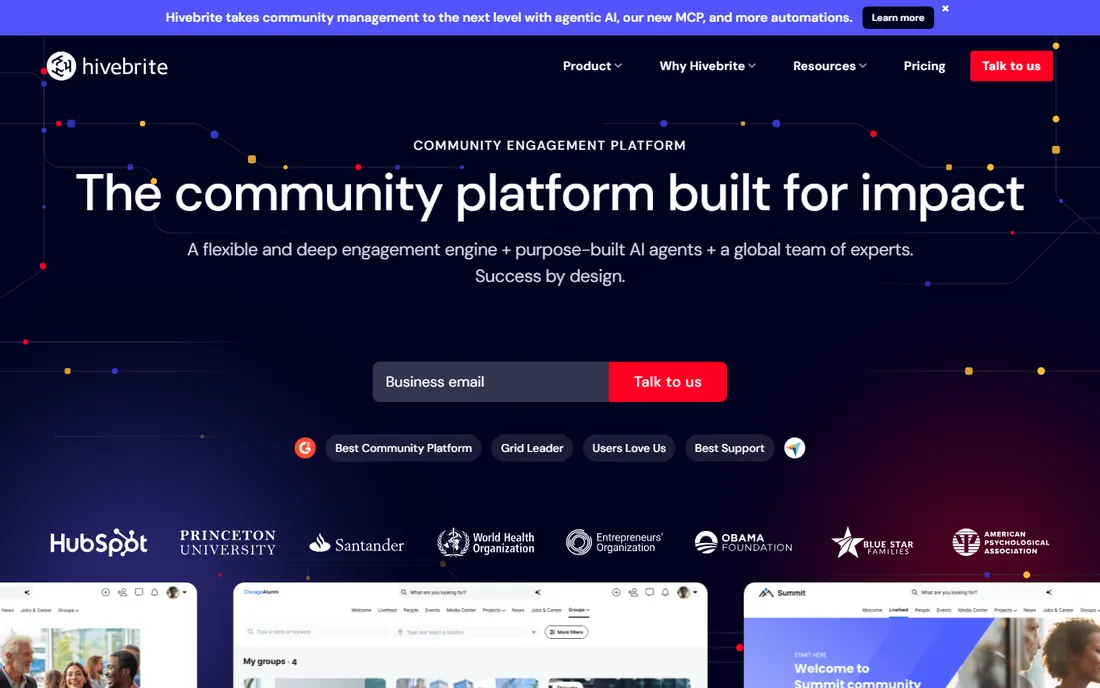 Hivebrite homepage