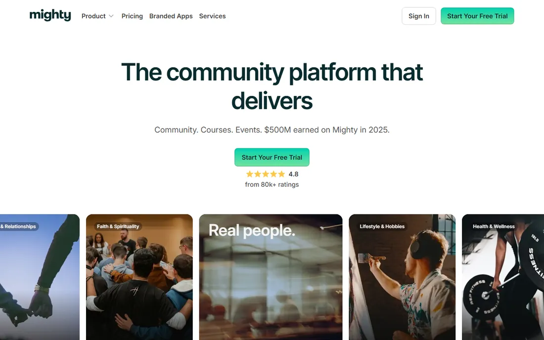 Mighty Networks homepage