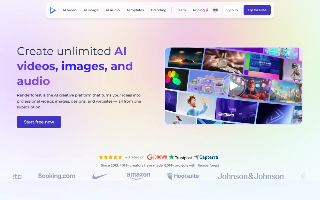 Renderforest homepage