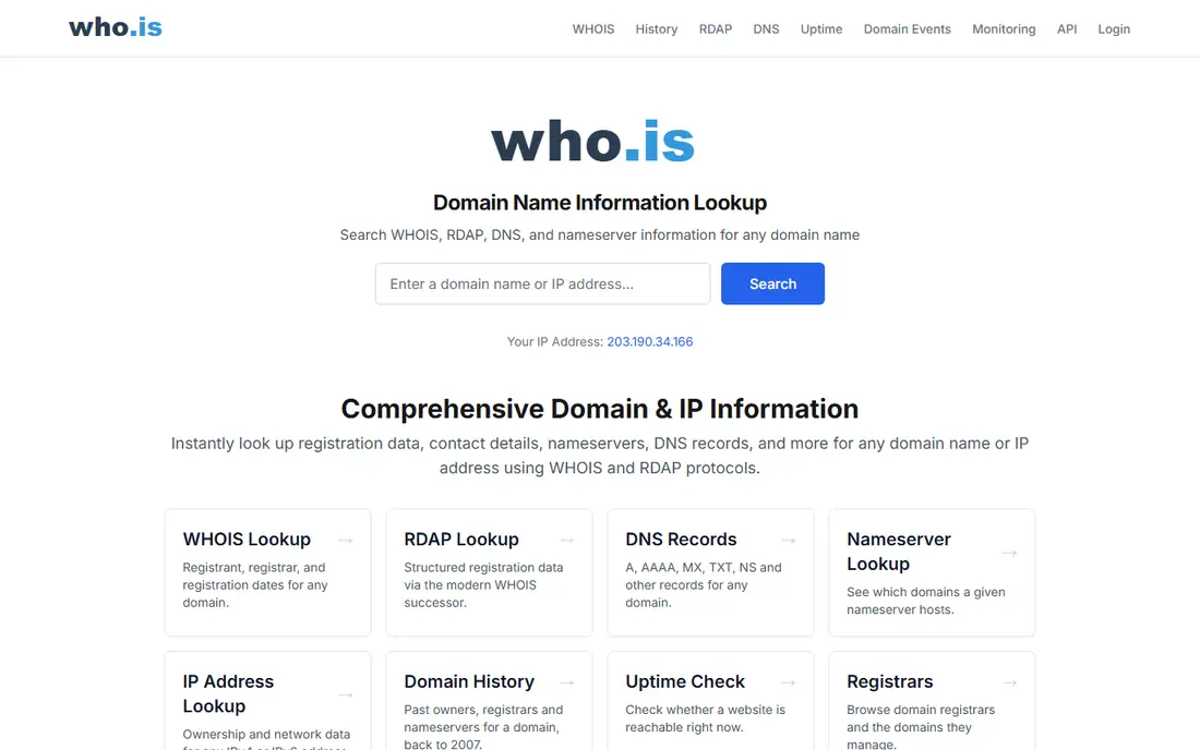 Who.is homepage