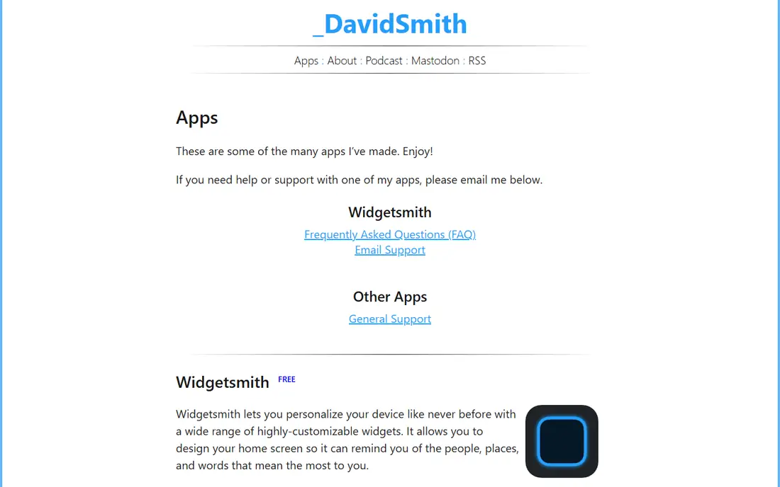 Widgetsmith homepage