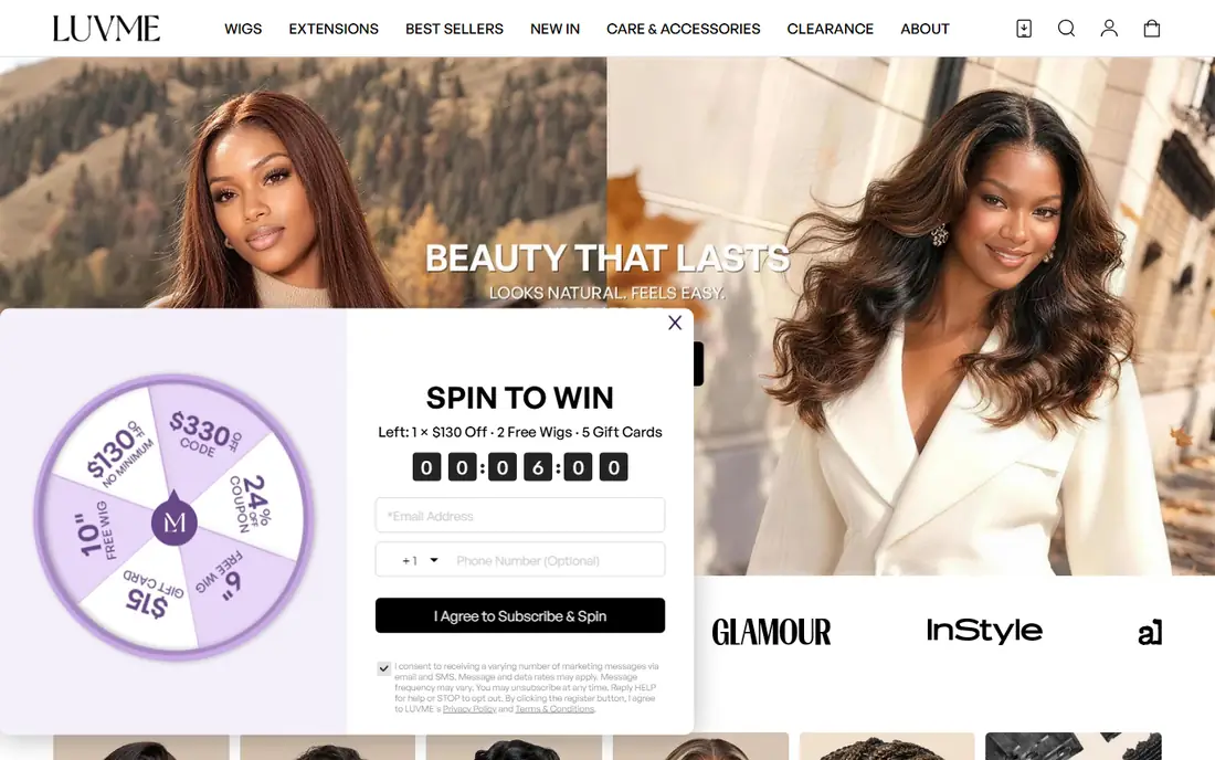Luvme Hair homepage