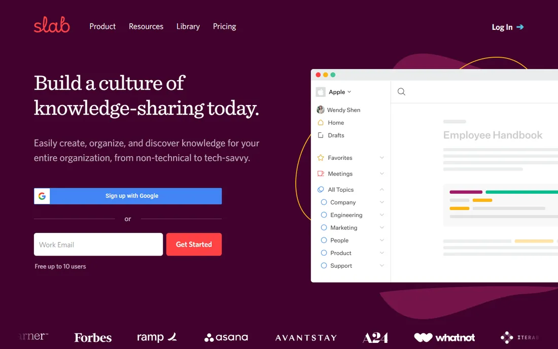 Slab homepage
