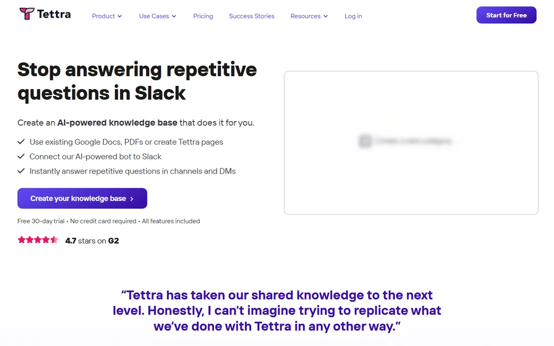 Tettra homepage