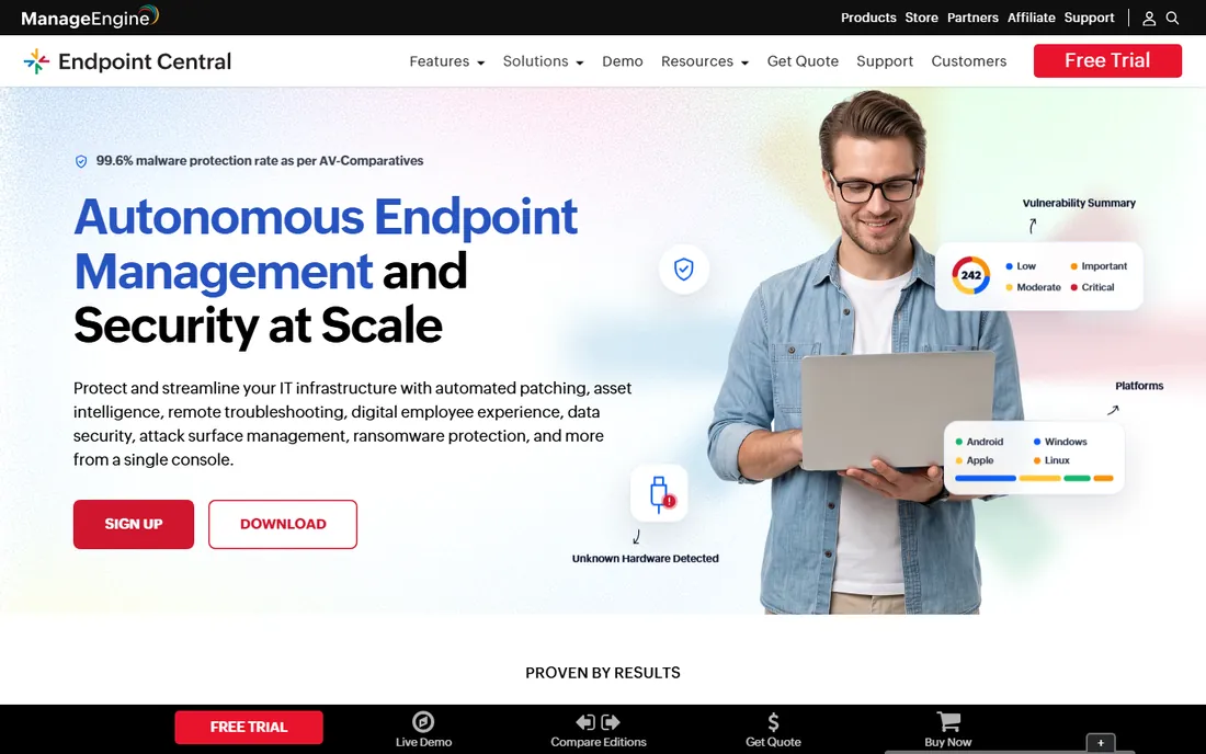 ManageEngine Endpoint Central homepage